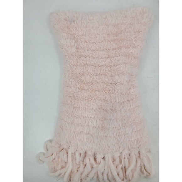 New Free People Cascade Fringe Cowl Neck Scarf Pink Quartz Snood - Picture 3 of 5